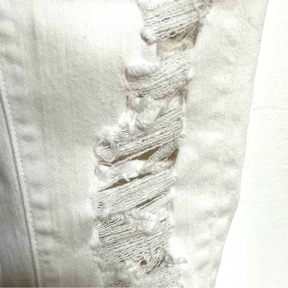 Frame Denim Distressed Ripped White Mid-rise Skinny Stretch Jeans, 25 - Picture 7 of 12
